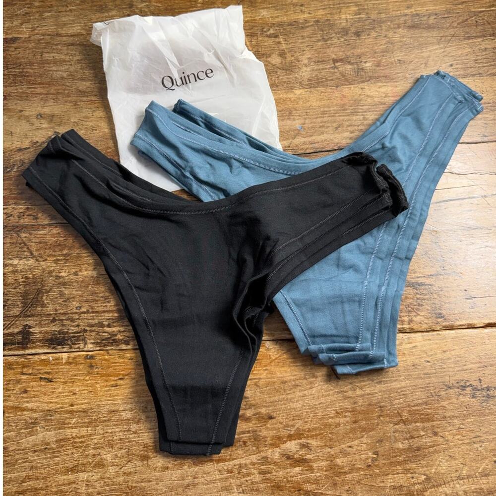Quince Organic Cotton High Cut Thong panties 6 pair NIP Size large